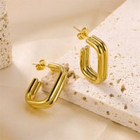 1 Pair Ig Style Simple Style Rectangle Stainless Steel Ear Studs main image 1
