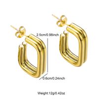 1 Pair Ig Style Simple Style Rectangle Stainless Steel Ear Studs main image 5