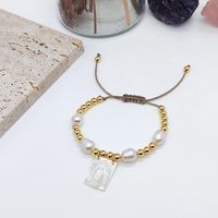 Vintage Style Virgin Mary Shell Copper Charm Plating 18k Gold Plated Women's Bracelets sku image 1