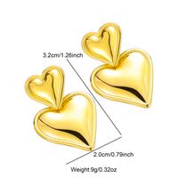 1 Pair Cute Sweet Heart Shape Stainless Steel Earrings sku image 2