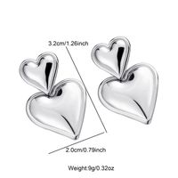 1 Pair Cute Sweet Heart Shape Stainless Steel Earrings main image 2