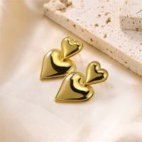 1 Pair Cute Sweet Heart Shape Stainless Steel Earrings main image 7