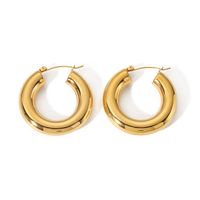 1 Pair Simple Style C Shape Solid Color Polishing Plating Chunky 304 Stainless Steel 18K Gold Plated Ear Studs main image 3