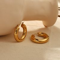 1 Pair Simple Style C Shape Solid Color Polishing Plating Chunky 304 Stainless Steel 18K Gold Plated Ear Studs main image 1
