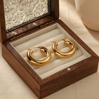 1 Pair Simple Style C Shape Solid Color Polishing Plating Chunky 304 Stainless Steel 18K Gold Plated Ear Studs main image 2