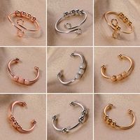 201 Stainless Steel Copper Simple Style Plating Solid Color Open Rings main image 1