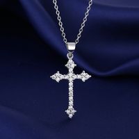 Wholesale Simple Style Cross 201 Stainless Steel Copper Plating Inlay Zircon Pendant Necklace main image 1