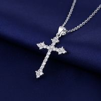 Wholesale Simple Style Cross 201 Stainless Steel Copper Plating Inlay Zircon Pendant Necklace main image 4