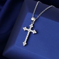 Wholesale Simple Style Cross 201 Stainless Steel Copper Plating Inlay Zircon Pendant Necklace main image 5