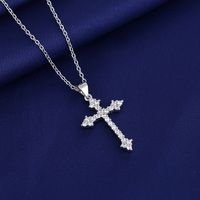 Wholesale Simple Style Cross 201 Stainless Steel Copper Plating Inlay Zircon Pendant Necklace main image 3
