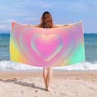 Letter Heart Shape Butterfly Superfine Fiber Casual Cute Beach Towels sku image 1