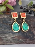 1 Pair Vacation Classic Style Square Water Droplets Inlay Alloy Rhinestones Drop Earrings main image 3