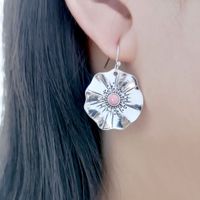 1 Pair Retro Leaf Inlay Alloy Artificial Gemstones Drop Earrings main image 3