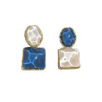1 Pair Elegant Lady Round Square Irregular Plating Alloy Gold Plated Drop Earrings main image 2