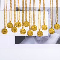 201 Stainless Steel 304 Stainless Steel Gold Plated Retro Plating Constellation Pendant Necklace main image 5