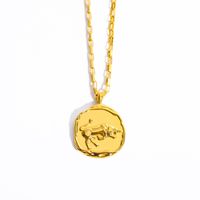 201 Stainless Steel 304 Stainless Steel Gold Plated Retro Plating Constellation Pendant Necklace sku image 1