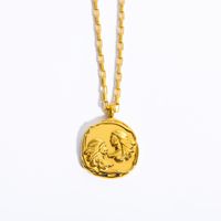 201 Stainless Steel 304 Stainless Steel Gold Plated Retro Plating Constellation Pendant Necklace sku image 2