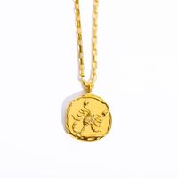 201 Stainless Steel 304 Stainless Steel Gold Plated Retro Plating Constellation Pendant Necklace sku image 11