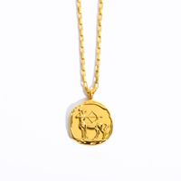 201 Stainless Steel 304 Stainless Steel Gold Plated Retro Plating Constellation Pendant Necklace sku image 7