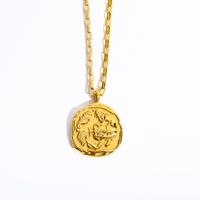 201 Stainless Steel 304 Stainless Steel Gold Plated Retro Plating Constellation Pendant Necklace sku image 8