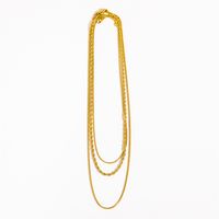 201 Edelstahl Titan Stahl Vergoldet Einfacher Stil Strassenmode Überzug Einfarbig Geschichtete Halskette main image 3
