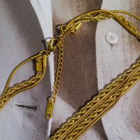 201 Edelstahl Titan Stahl Vergoldet Einfacher Stil Strassenmode Überzug Einfarbig Geschichtete Halskette main image 2