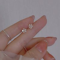 1 Pair Sweet Simple Style Flower Plating Inlay Copper Zircon Gold Plated Silver Plated Ear Studs main image 4