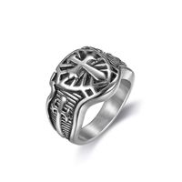 Punk Cross 304 Stainless Steel Men'S Wide Band Rings main image 5
