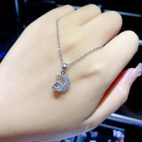 Elegant Basic Streetwear Star Moon Titanium Steel Zircon Pendant Necklace In Bulk main image 5