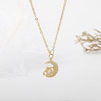 Elegant Basic Streetwear Star Moon Titanium Steel Zircon Pendant Necklace In Bulk main image 3