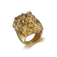 304 Stainless Steel Punk Cool Style Plating Lion Rings main image 3