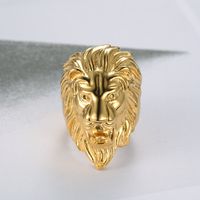 304 Stainless Steel Punk Cool Style Plating Lion Rings main image 5