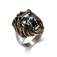 304 Stainless Steel Punk Cool Style Plating Lion Rings main image 7