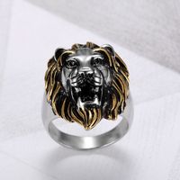 304 Stainless Steel Punk Cool Style Plating Lion Rings main image 9