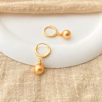Retro Simple Style Round Copper Plating Inlay Pearl Drop Earrings 1 Pair main image 3