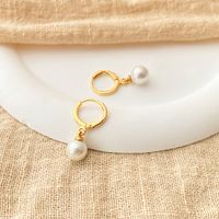 Retro Simple Style Round Copper Plating Inlay Pearl Drop Earrings 1 Pair main image 2