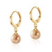Retro Simple Style Round Copper Plating Inlay Pearl Drop Earrings 1 Pair main image 4