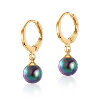 Retro Simple Style Round Copper Plating Inlay Pearl Drop Earrings 1 Pair sku image 1