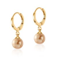 Retro Simple Style Round Copper Plating Inlay Pearl Drop Earrings 1 Pair sku image 2