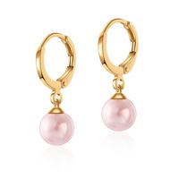 Retro Simple Style Round Copper Plating Inlay Pearl Drop Earrings 1 Pair sku image 3