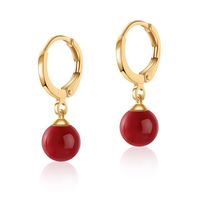 Retro Simple Style Round Copper Plating Inlay Pearl Drop Earrings 1 Pair sku image 4