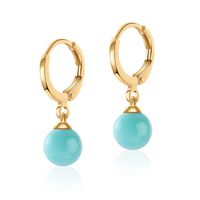 Retro Simple Style Round Copper Plating Inlay Pearl Drop Earrings 1 Pair sku image 5