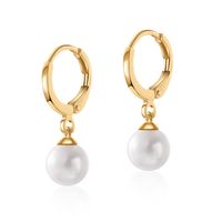 Retro Simple Style Round Copper Plating Inlay Pearl Drop Earrings 1 Pair sku image 6