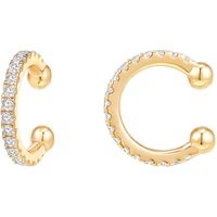 1 Pair Simple Style C Shape Plating Inlay Sterling Silver Artificial Gemstones Ear Cuffs sku image 2