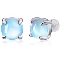1 Pair Simple Style Round Plating Inlay Sterling Silver Moonstone Ear Studs main image 1