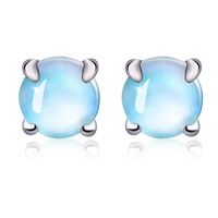 1 Pair Simple Style Round Plating Inlay Sterling Silver Moonstone Ear Studs main image 2