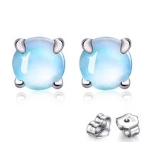 1 Pair Simple Style Round Plating Inlay Sterling Silver Moonstone Ear Studs sku image 2