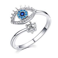 Cute Streetwear Devil's Eye Sterling Silver Plating Inlay Zircon Open Rings sku image 1