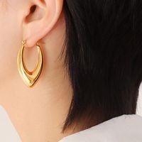 1 Pair Simple Style Printing Water Droplets Stainless Steel Hoop Earrings main image 1