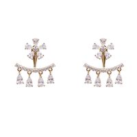 1 Pair Sweet Shiny Water Droplets Flower Inlay Alloy Artificial Rhinestones Drop Earrings main image 2
